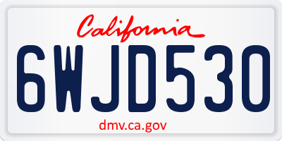 CA license plate 6WJD530
