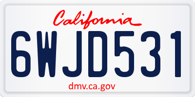 CA license plate 6WJD531