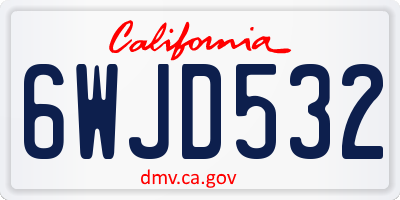 CA license plate 6WJD532