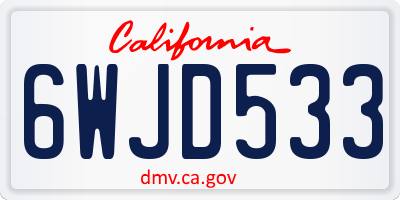 CA license plate 6WJD533