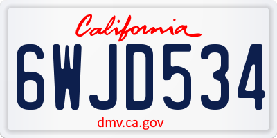 CA license plate 6WJD534