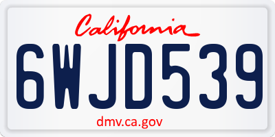 CA license plate 6WJD539