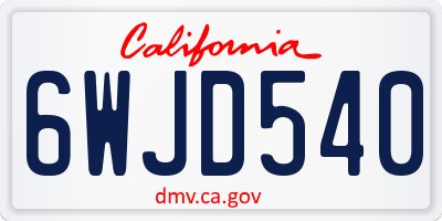 CA license plate 6WJD540