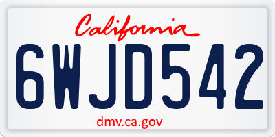 CA license plate 6WJD542