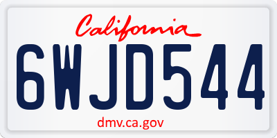CA license plate 6WJD544