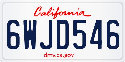 CA license plate 6WJD546