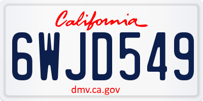 CA license plate 6WJD549