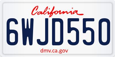 CA license plate 6WJD550