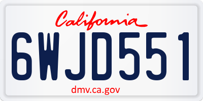CA license plate 6WJD551
