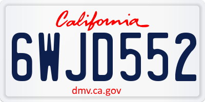 CA license plate 6WJD552