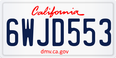 CA license plate 6WJD553