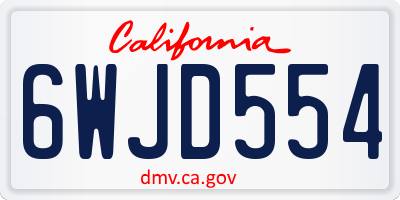 CA license plate 6WJD554