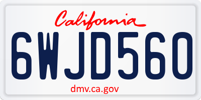 CA license plate 6WJD560