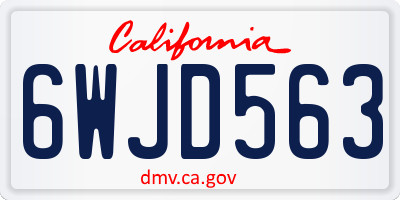 CA license plate 6WJD563