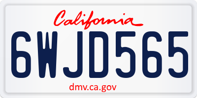 CA license plate 6WJD565