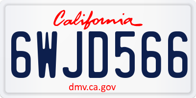 CA license plate 6WJD566