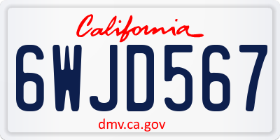 CA license plate 6WJD567