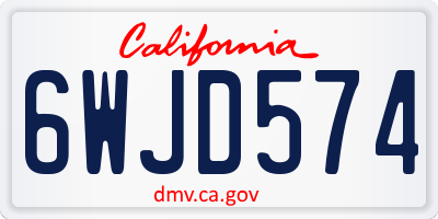CA license plate 6WJD574