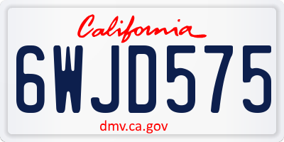 CA license plate 6WJD575