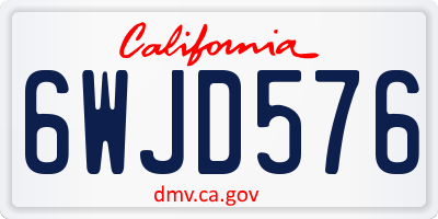 CA license plate 6WJD576