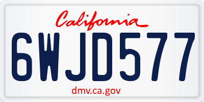CA license plate 6WJD577