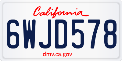 CA license plate 6WJD578