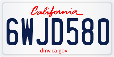 CA license plate 6WJD580