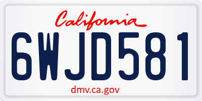 CA license plate 6WJD581