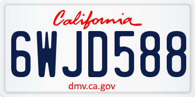 CA license plate 6WJD588