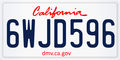 CA license plate 6WJD596
