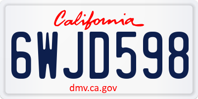 CA license plate 6WJD598