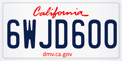 CA license plate 6WJD600