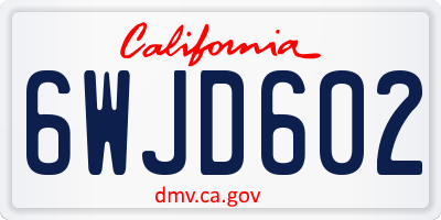 CA license plate 6WJD602