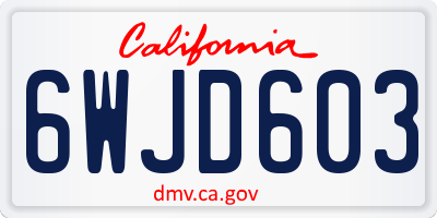 CA license plate 6WJD603