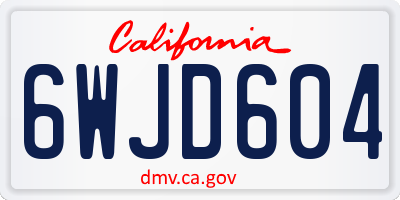 CA license plate 6WJD604