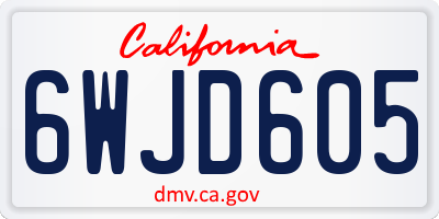 CA license plate 6WJD605