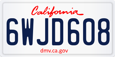 CA license plate 6WJD608