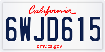 CA license plate 6WJD615