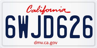 CA license plate 6WJD626