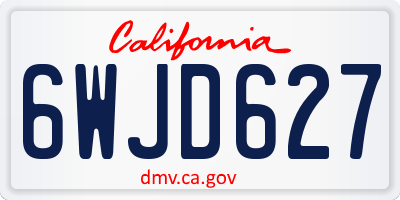 CA license plate 6WJD627