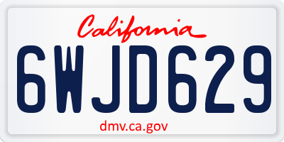 CA license plate 6WJD629