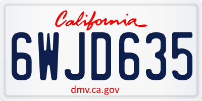 CA license plate 6WJD635