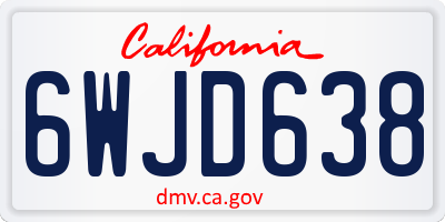 CA license plate 6WJD638
