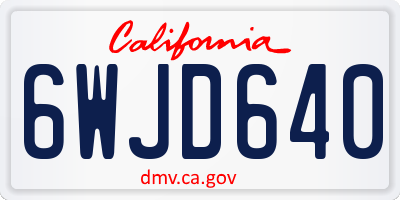 CA license plate 6WJD640