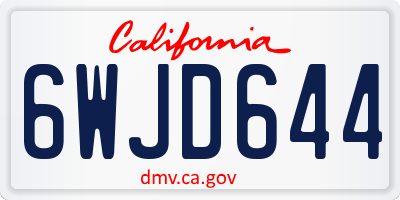 CA license plate 6WJD644