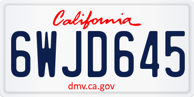 CA license plate 6WJD645