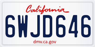 CA license plate 6WJD646