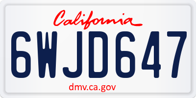 CA license plate 6WJD647