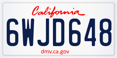 CA license plate 6WJD648