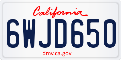 CA license plate 6WJD650